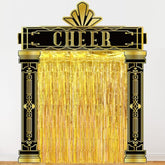 6 Pcs Roaring 20S Party Decorations Set Black And Gold Door Cover Banner With Gold Tinsel Fringe Curtain Backdrop 1920S Birthday Speakeasy Awards Night Vintage Jazz Flapper Wedding Supplies