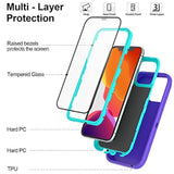 Purple and Blue Heavy Duty Military Grade iPhone 11 Pro Case with 2 Tempered Glass Screen Protectors