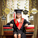 Black & Gold Masters Degree Graduation Banner - She Came, She Saw, She Mastered