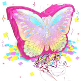 Butterfly Pinata For Birthday Party Supplies Colorful Pull String Butterfly Pinata For Girls Butterfly Themed Party Decoration, Small Pinata Party Supplies(16 X 12.6 X 4.2 In), Dark Pink