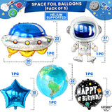 , Big Space Balloons First Birthday Set - 40 Inch, Pack Of 8 | First Trip Around The Sun Balloons, Number 1 Balloon | Blue Space Birthday Balloons For First Trip Around The Sun Decorations