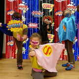 Hero Birthday Party Backdrops Decorations, 2 Pcs Red Blue Black Tinsel Foil Fringe Curtain Streamers Photo Booth Background For Hero Themed Party Decorations Supplies