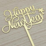 2026 Happy New Year Cake Topper Gold Mirror Acrylic for Party Decorations