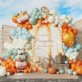 140pcs Little Pumpkin Balloon Garland Kit Blue Green Orange Balloons with Pumpkin Maple Leaf