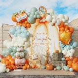 140pcs Little Pumpkin Balloon Garland Kit Blue Green Orange Balloons with Pumpkin Maple Leaf