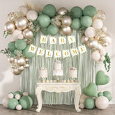 Sage Green Baby Shower Decorations With Sand White Gold Sage Green Balloons Welcome Baby Banner Green Fringe Curtains For Gender Reveal Netural Baby Shower Decorations