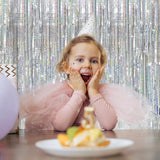 Tinsel Curtain Party Backdrop Silver Birthday Decorations 2 Packs Glitter Foil Fringe Decor Streamers Photo Booth For Christmas Wedding Halloween Graduation Decorations
