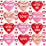 Valentines Day Decorations, 12pcs Valentines Day Balloons, Red Heart Balloons and Love Foil Balloons, Fake Rose Petals Wedding Backdrop Party Supplies