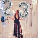 40-Inch Silver Number Balloons 0–9 Foil Helium Birthday Party Decorations