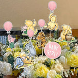 16Pcs Winnie Centerpieces For Baby Shower Decorations Girls Table Signs For Girls Baby Shower Birthday Party Decorations
