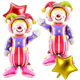 2 Pcs 3D Self Standing Clown Balloons 60 Inch 2 Pcs Star 10 Inch Carnival Party Decorations Circus Clown Aluminum Foil Balloons For Carnival Birthday Themed Parties