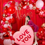 Valentines Day Balloon Garland Arch Kit, 18" 10" Red Pink Rose Red Valentine Balloons With Love Heart Balloons For Valentines Decorations Anniversary Engagement Wedding Supplies