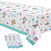 Puppy Dog Birthday Party Supplies Tablecloth, Disposable Dog Party Table Cover Decorations, Blue Puppy Theme Birthday Baby Shower Table Cloth Decorations, 3 Pack, 54In X 108In