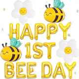 Happy 1st Bee Day Balloon & Backdrop – Bumble Bee First Birthday Party Decorations