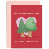 Old English Co. Happy 5Th Anniversary Card - Wood Anniversary Greeting Card - Funny 5Th Anniversary Card For Husband Or Wife - Wood Wedding Anniversary Card For Couple | Blank Inside With Envelope