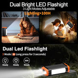 Solar Power Bank Portable Charger:66800Mah Built In Hand Crank And 3 Cables 22.5W Fast Charging Phone External Battery Pack(5 Outputs & 5 Inputs) With Camping Flashlights/Table Lamp/Compass