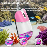 Wireless Mouse With Liquid Water Section & Floater Animal Portable Retro Silent Cute Aqua Mouse With Usb Receiver Lightweight 1000Dpi Optical Clear Water Mice For Laptop Pc Computer (Pink, Dolphin)