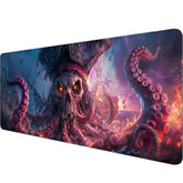 Octopus Pirate Skull Desk Mat Black Ship Large Gaming Mouse Mat With Stitched Edges,Non-Slip Waterproof Rubber Base Mous Mat 31.5"X11.8" Office Computer Keyboard Laptop Home