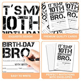 It'S My 10Th Birthday Bro Invitations Cards, 4"X 6" Birthday Party Invites With Envelopes For Party Decorations Supplies(20 Pieces) -D23