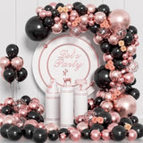 Rose Gold And Black Balloon Arch Kit, 140Pcs Metallic Rose Gold Black Balloon 18 12 10 5 Inch Different Size Balloons For Birthday Party Bridal Shower Wedding Engagement Anniversary Decoration