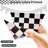 2 Pc Double-Sided Red/White Checkered Pennant Banner (80") Race Car Party Decor