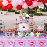 Cute Anime Birthday Party Supplies - Cake Toppers, Cupcake Toppers, Balloons & Flags