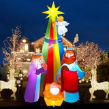 7Ft Christmas Inflatable Nativity Scene Decoration, Lighted Outdoor Nativity Scene With Star Of Bethlehem Blow Up Yard D