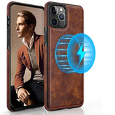 For Iphone 14 Pro Leather Case Compatible With Magsafe, Slim Luxury Pu Non-Slip Grip Rugged Bumper Shockproof Full Body Protective Cover Phone Cases For Iphone 14 Pro 5G 6.1" (2022) - Brown