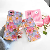Floral Case For Iphone 7/8/Se 2020/Se 2022, Curly Wave Frame Flower Phone Case For Girls Women Soft Protective Cover 4.7 Inch