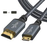 Mini Hdmi To Hdmi Cable 3.3Ft, High-Speed Hdmi To Mini Hdmi Braided Cord Suppo