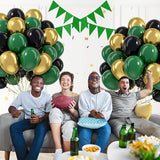 60pcs Green and Black Balloons 12inch with Dark Green Gold Balloons