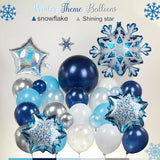 Winter wonderland balloon garland arch kit 140pcs Navy Blue White Silver with mylar snowflake star balloons for winter 1st birthday Boy baby shower snow queen Merry Christmas theme party decorations