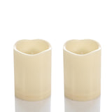 CANDLE CHOICE Waterproof Outdoor Battery Operated Flameless Candles with Timer Flickering Plastic Resin Electric LED Pillar Lights for Lantern Patio Garden Wedding Party Decorations 3x4 Inches 2 Pack