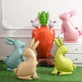 5 Pcs Easter Balloons Large Size Bunny Rabbit Carrot Shaped Foil Balloons With Base Standing For Happy Easter Birthday Party Spring Baby Shower Animal Themed Party Decorations