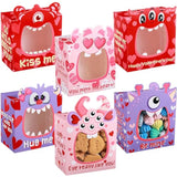 48 Pcs Valentine‘S Day Bakery Treat Boxes With Pvc Window Monster Valentines Cookie Cupcake Boxes For Wedding Sweet Day School Classroom Prize Party Favors Supplies
