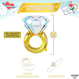 Huge Diamond Ring Balloons - 26 Inch, 2 Pieces | Wedding Ring Balloon For Bridal Shower Decorations | Bachelorette Party Decorations | Diamond Balloons For Engagement Party Decorations