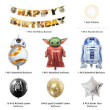 25 Pcs Space Party Kit with Banner, Alien Foils & Balloons