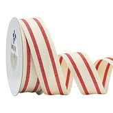 Natural Cotton Ribbon Stripes Fabric Ribbon 1 Inch Red And White Strip