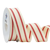 Natural Cotton Ribbon Stripes Fabric Ribbon 1 Inch Red And White Strip