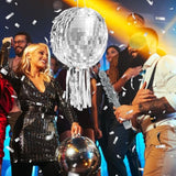 12.5 Inch Disco Party Pinata 80S 90S Roller Skating Mirror Disco Ball Pinata With Blindfold Stick Confetti For 80S 90S Discos Birthday Wedding Party Supplies Decor (Discos Ball)
