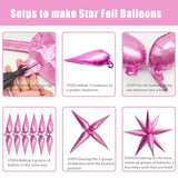 60Pcs Hot Pink Star Balloons For Princess Birthday Decorations Explosion Mylar Balloons Large Prom Balloon For Valentines Day Easter Baby Shower Bachelorette Graduation New Year Party Supplies