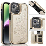 iPhone 15 Plus 6.7 inch Premium Leather Case with Tempered Glass Screen Protector and Card Holder Wallet Stand