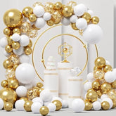 124pcs White & Gold Balloon Garland Kit – Elegant Arch with Confetti Balloons for Any Celebration