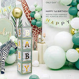 Sage Green Baby Boxes With Gold Letters For Baby Shower, 4 Pcs Safari