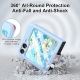 Samsung Galaxy Z Flip 6 Case with Ring Shockproof Protective Cover Flip Z 6 Phone Case for Galaxy Z Flip 6 5G - Blue