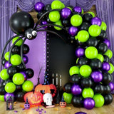 Halloween Balloon Arch Kit - Big Spider with Black, Green, Purple & Eye Balloons Decor