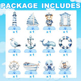 Nautical Baby Shower Table Centerpieces – 12PCS Ocean Sailor Boy Decorations for Blue Baby Shower or First Birthday, Whale Boat Lighthouse Nautical Party Decor