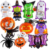 Halloween Foil Balloon Set: Ghost, Pumpkin, Witch, Spider - 10PCS