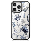 Crystal Glass Phone Case For Iphone 16 Compatible With Magsafe, Summer Sea Ocean Beach Turtle Shell Conch Starfish Designer Shock Proof Heavy-Duty Protection For Men Women Girls