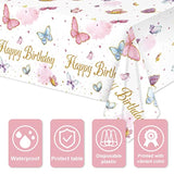 3 Pack Butterfly Tablecloth Birthday Party Decorations Plastic Waterproof Table Covers Rectangular Disposable Decor 108 X 54 Inch For Spring Summer Baby Shower Floral Supplies Favors